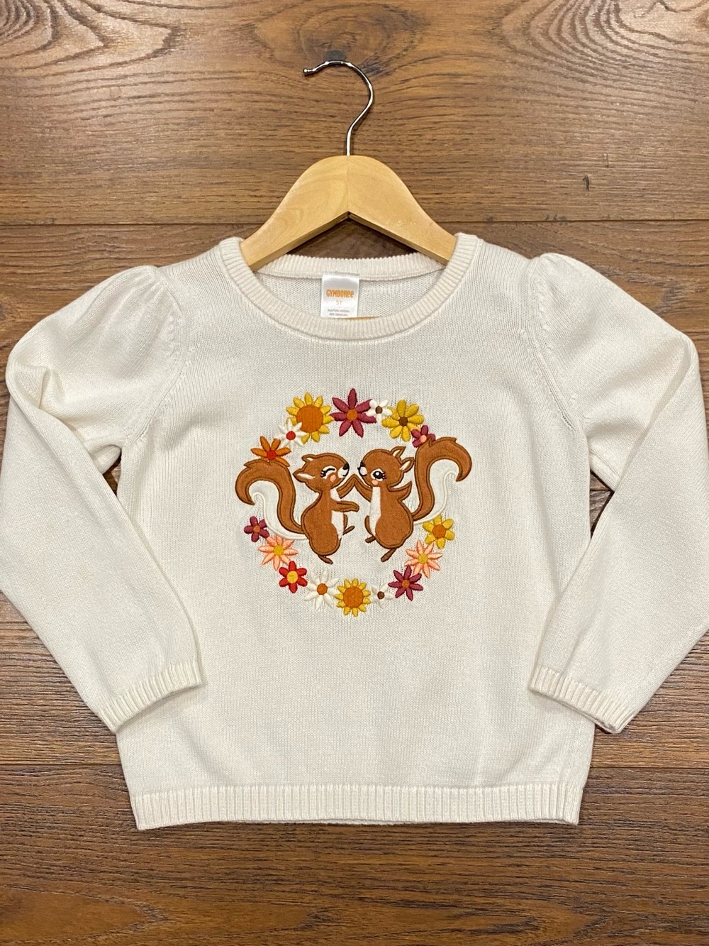 Gymboree Girls âHappy Harvestâ 3-piece Ivory & Brown Squirrel Skort Set Size 5T - Picture 3 of 16